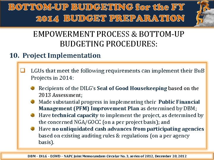 BOTTOM-UP BUDGETING for the FY 2014 BUDGET PREPARATION EMPOWERMENT PROCESS & BOTTOM-UP BUDGETING PROCEDURES: