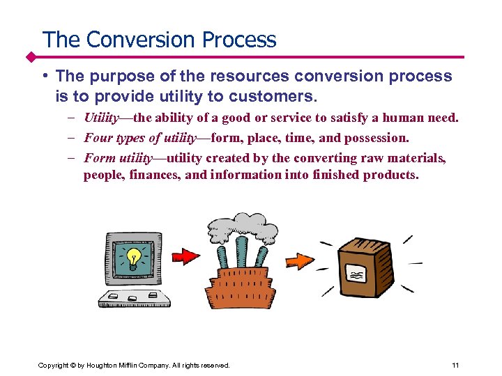 The Conversion Process • The purpose of the resources conversion process is to provide