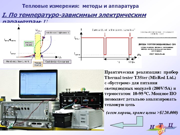 Тепловые измерения: методы и аппаратура I. По температуро-зависимым электрическим параметрам: Uf Практическая реализация: прибор