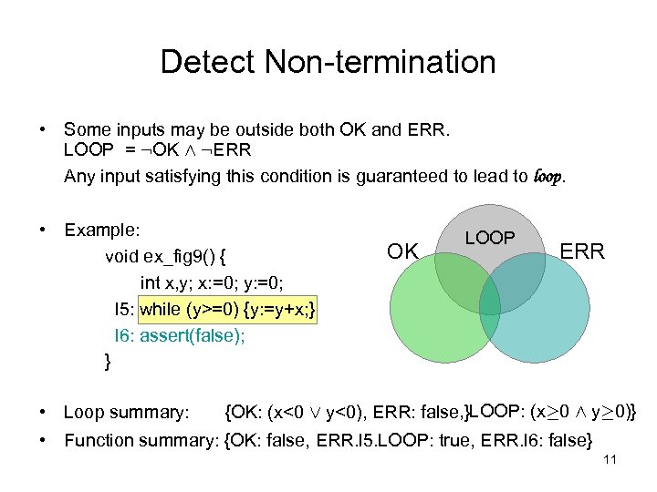 Detect Non-termination • Some inputs may be outside both OK and ERR. LOOP =