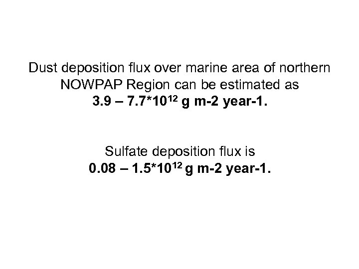 Dust deposition flux over marine area of northern NOWPAP Region can be estimated as