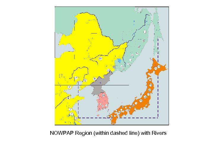 NOWPAP Region (within dashed line) with Rivers 