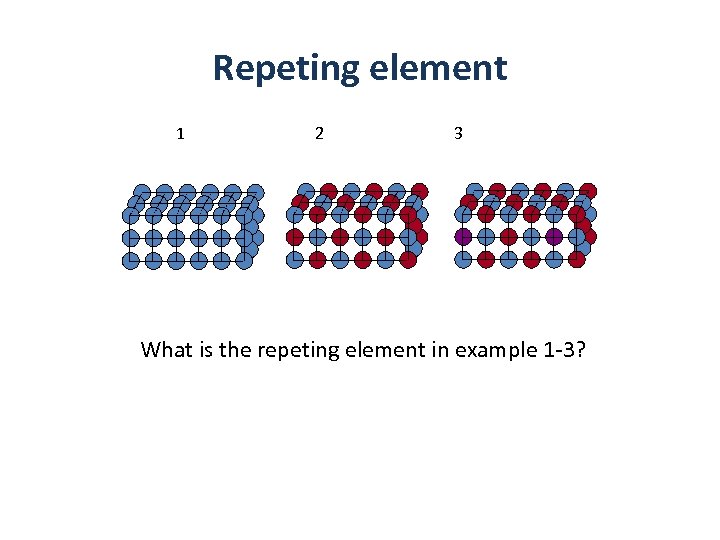 Repeting element 1 2 3 What is the repeting element in example 1 -3?