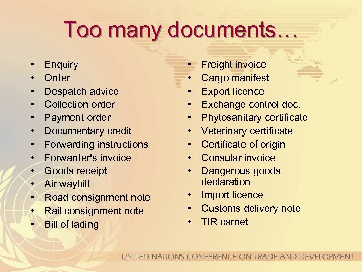 Too many documents… • • • • Enquiry Order Despatch advice Collection order Payment