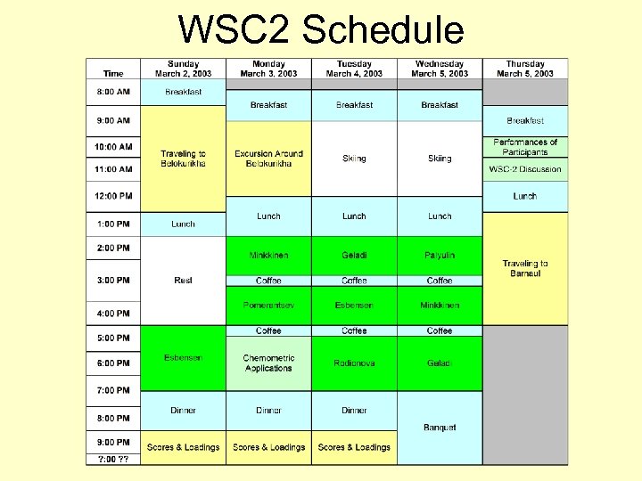 WSC 2 Schedule 