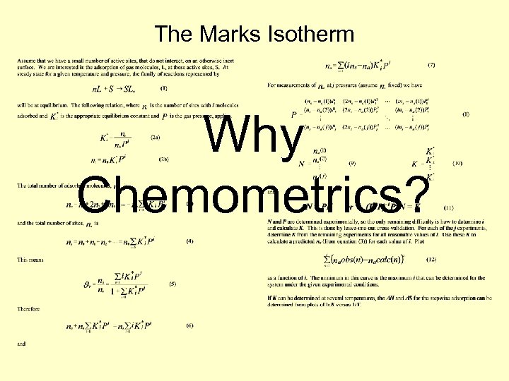 The Marks Isotherm Why Chemometrics? 