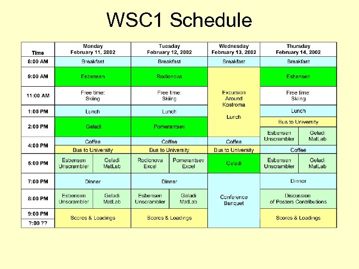 WSC 1 Schedule 