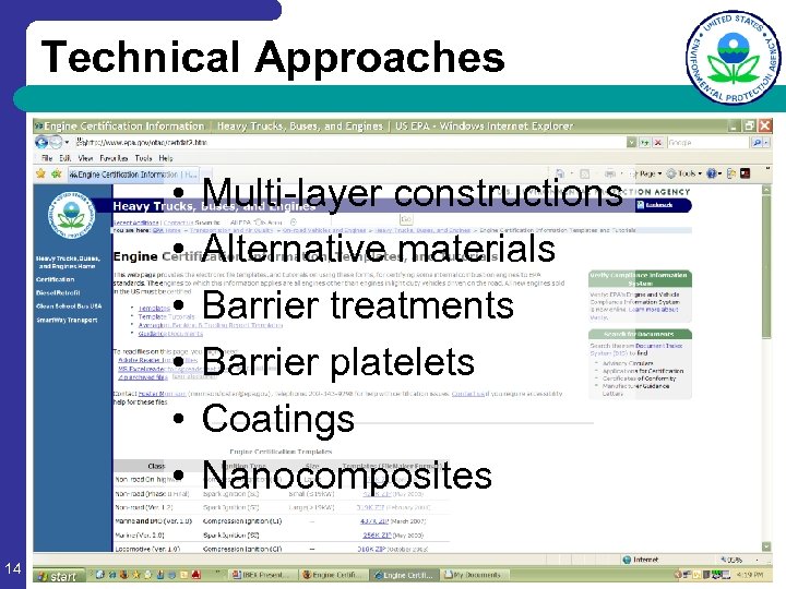Technical Approaches • • • 14 Multi-layer constructions Alternative materials Barrier treatments Barrier platelets