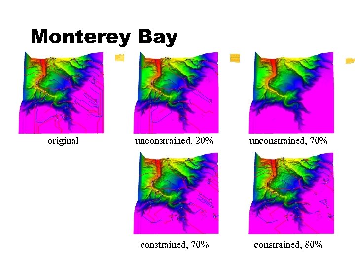 Monterey Bay original unconstrained, 20% unconstrained, 70% constrained, 80% 