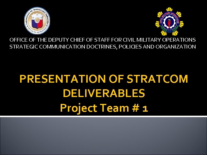 OFFICE OF THE DEPUTY CHIEF OF STAFF FOR CIVIL MILITARY OPERATIONS STRATEGIC COMMUNICATION DOCTRINES,