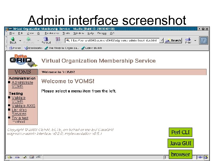 Admin interface screenshot Perl CLI Java GUI browser 
