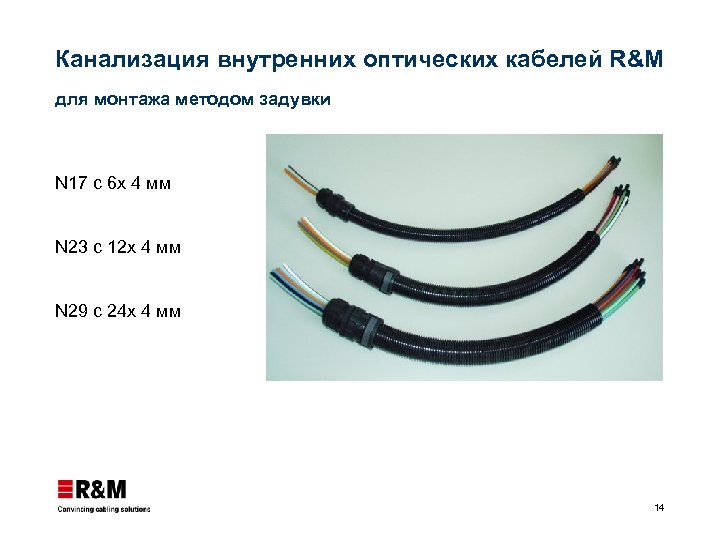 Канализация внутренних оптических кабелей R&M для монтажа методом задувки N 17 с 6 x