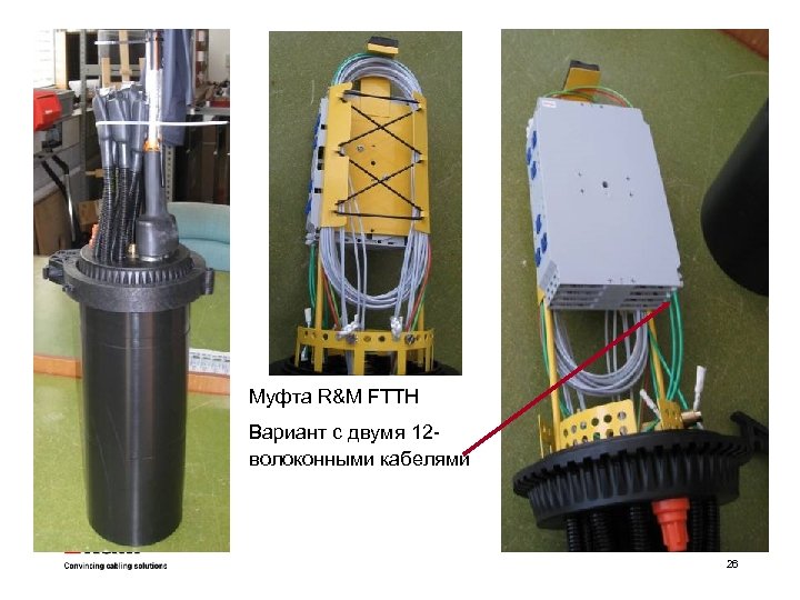 Муфта R&M FTTH Вариант с двумя 12 волоконными кабелями 26 