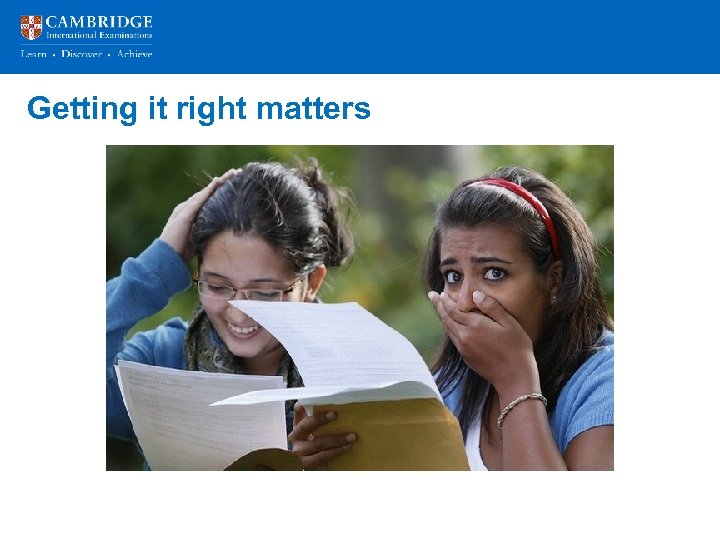 Getting it right matters Presentation title over 2 lines Space for subtitle 20 pt