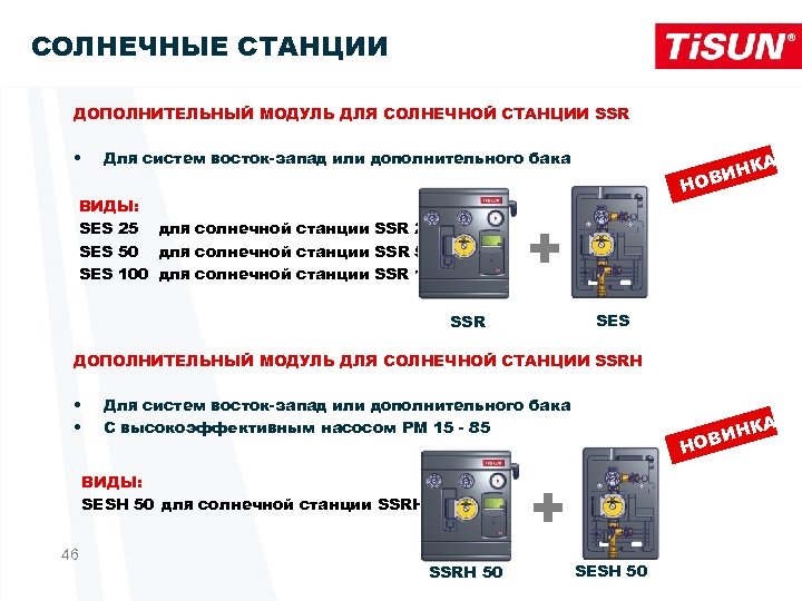 СОЛНЕЧНЫЕ СТАНЦИИ ДОПОЛНИТЕЛЬНЫЙ МОДУЛЬ ДЛЯ СОЛНЕЧНОЙ СТАНЦИИ SSR • Для систем восток-запад или дополнительного