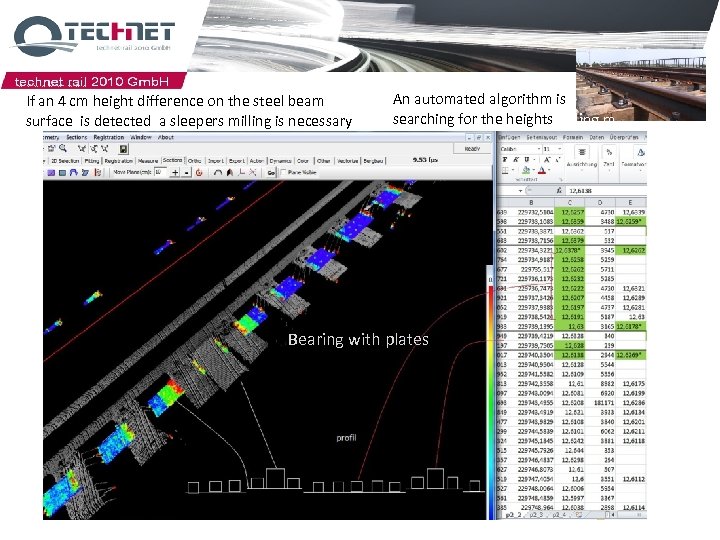 If an 4 cm height difference on the steel beam surface is detected a