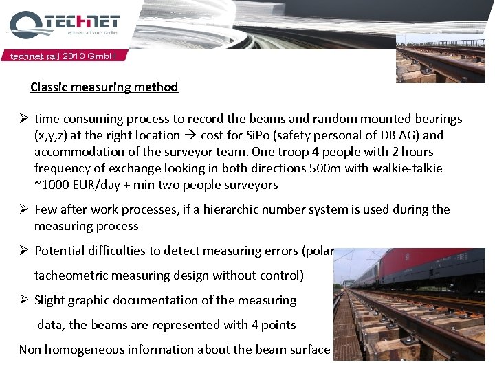 Classic measuring method Ø time consuming process to record the beams and random mounted