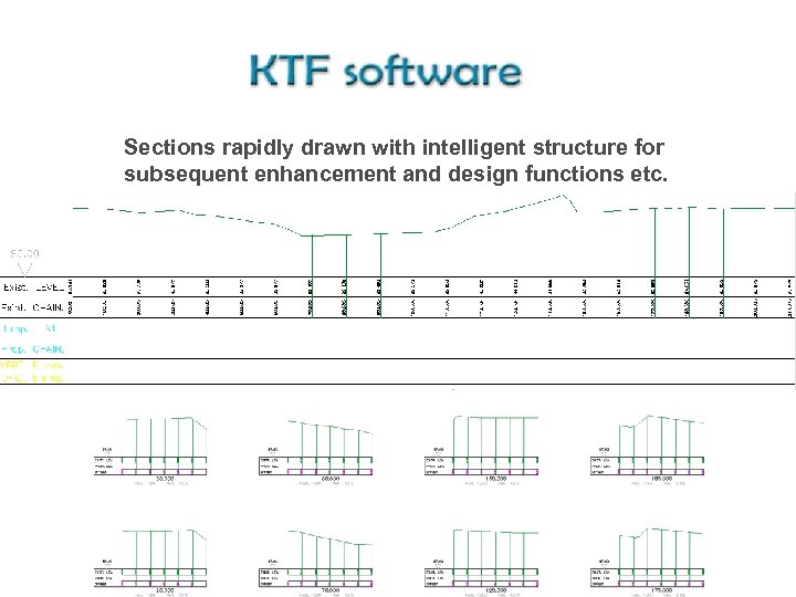 Sections rapidly drawn with intelligent structure for subsequent enhancement and design functions etc. 