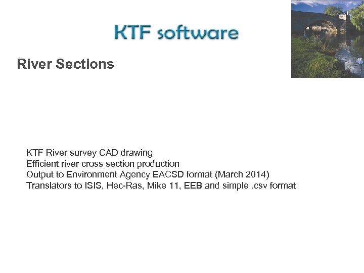 River Sections KTF River survey CAD drawing Efficient river cross section production Output to