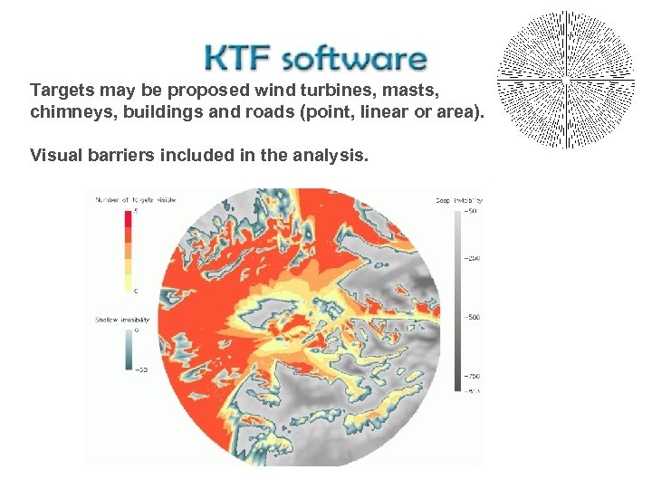 Targets may be proposed wind turbines, masts, chimneys, buildings and roads (point, linear or