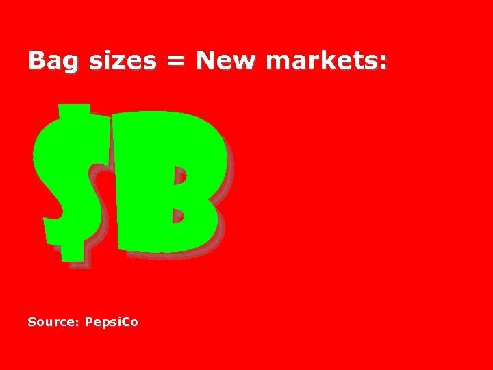 Bag sizes = New markets: $B Source: Pepsi. Co 