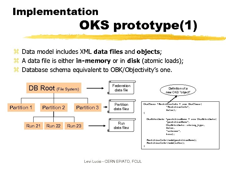 Implementation OKS prototype(1) z Data model includes XML data files and objects; z A