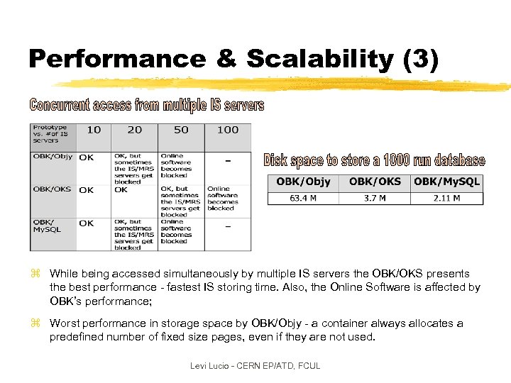 Performance & Scalability (3) z While being accessed simultaneously by multiple IS servers the