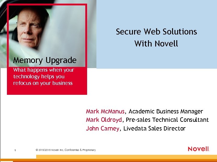Secure Web Solutions With Novell Memory Upgrade What happens when your technology helps you