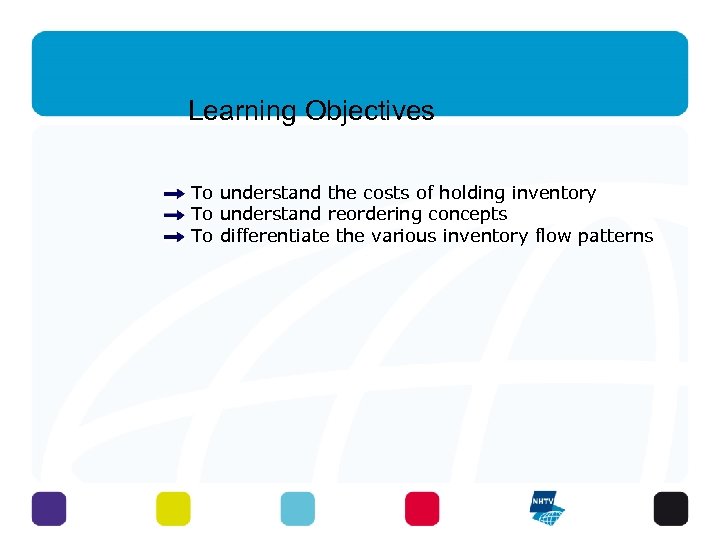 Learning Objectives To understand the costs of holding inventory To understand reordering concepts To