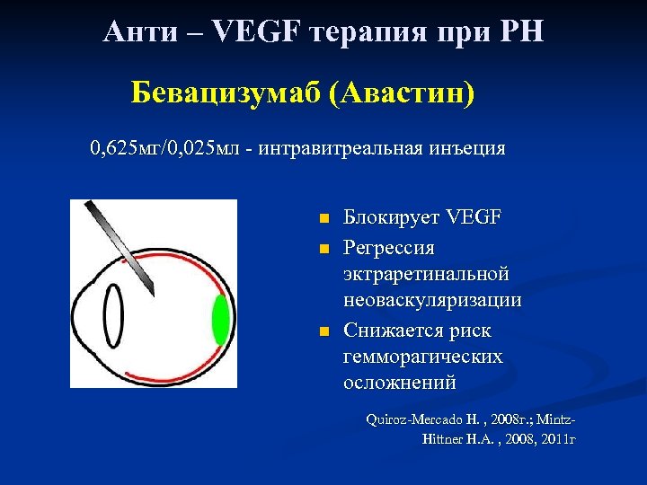 Анти – VEGF терапия при РН Бевацизумаб (Авастин) 0, 625 мг/0, 025 мл -