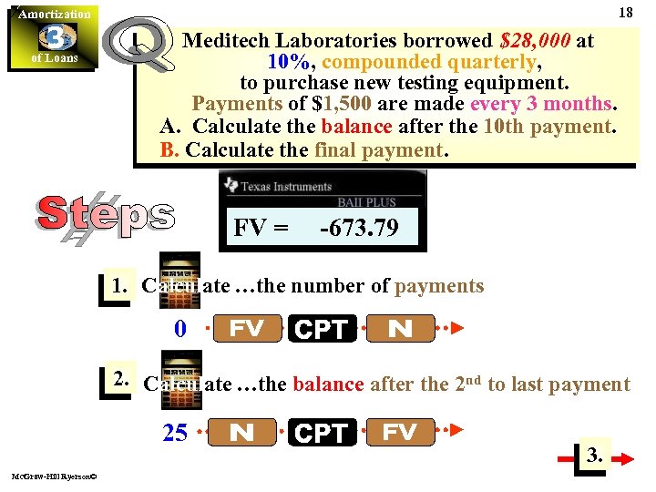 18 Amortization 3 of Loans Meditech Laboratories borrowed $28, 000 at 10%, compounded quarterly,