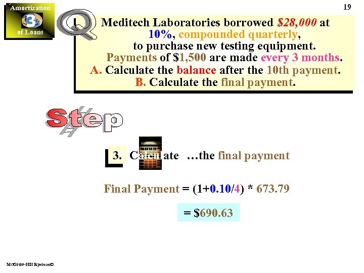 19 Amortization 3 of Loans Meditech Laboratories borrowed $28, 000 at 10%, compounded quarterly,