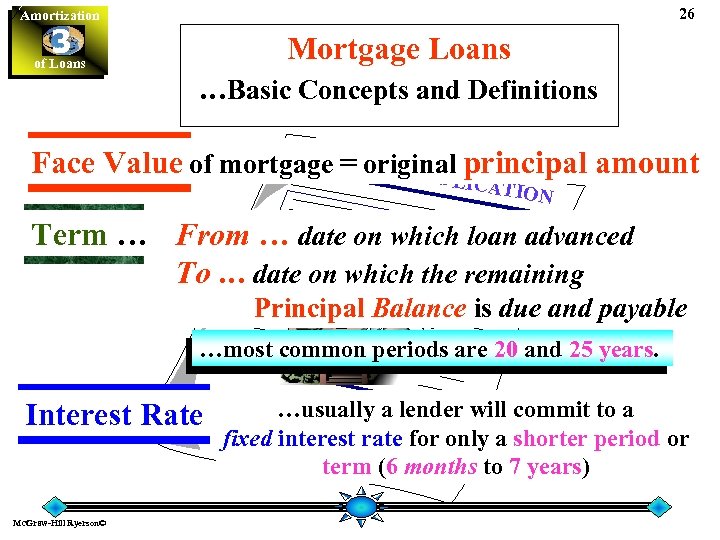 26 Amortization 3 of Loans Mortgage Loans …Basic Concepts and Definitions Face Value of