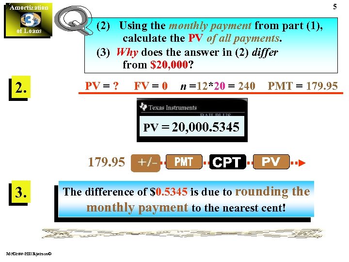 5 Amortization 3 of Loans 2. (2) Using the monthly payment from part (1),