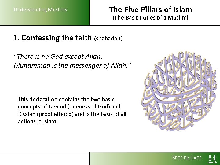 Understanding Muslims The Five Pillars of Islam (The Basic duties of a Muslim) 1.