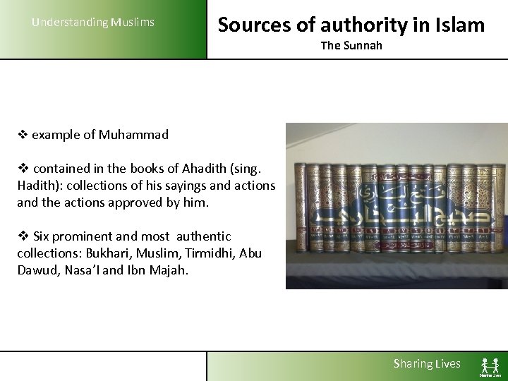 Understanding Muslims Sources of authority in Islam The Sunnah v example of Muhammad v