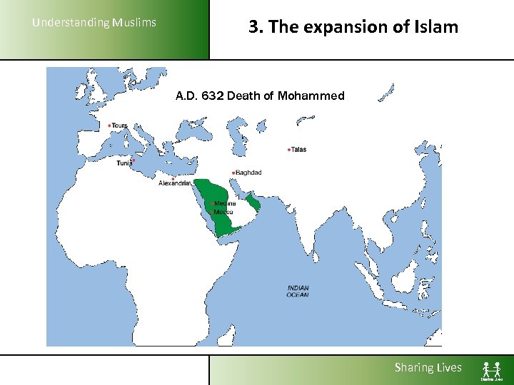 Understanding Muslims 3. The expansion of Islam A. D. 632 Death of Mohammed Sharing