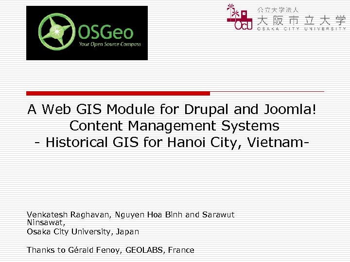 A Web GIS Module for Drupal and Joomla! Content Management Systems - Historical GIS