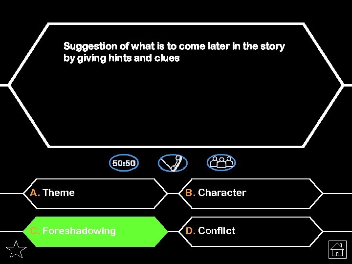 Suggestion of what is to come later in the story by giving hints and