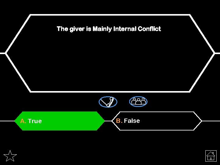 The giver is Mainly Internal Conflict A. True B. False 