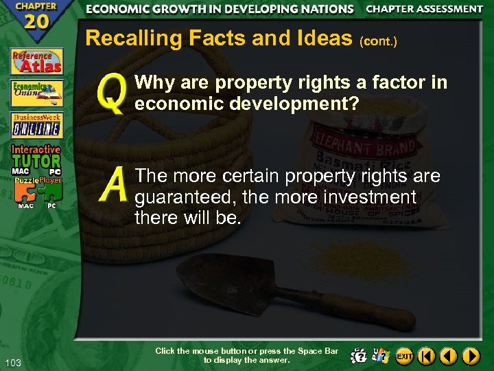 Recalling Facts and Ideas (cont. ) Why are property rights a factor in economic