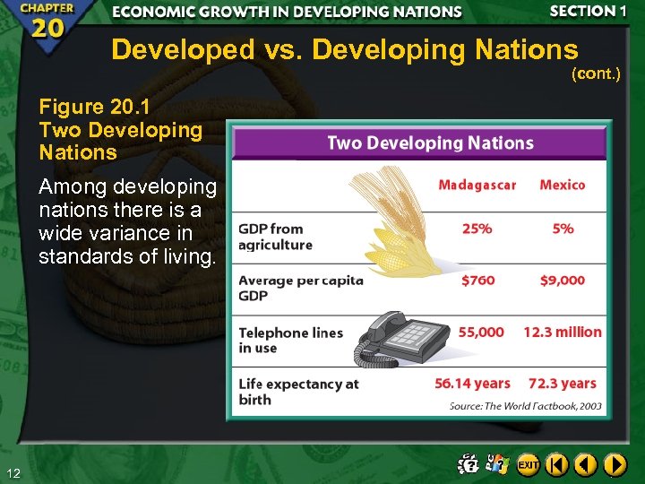 Developed vs. Developing Nations (cont. ) Figure 20. 1 Two Developing Nations Among developing