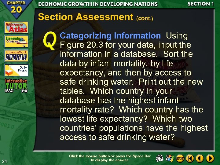 Section Assessment (cont. ) Categorizing Information Using Figure 20. 3 for your data, input