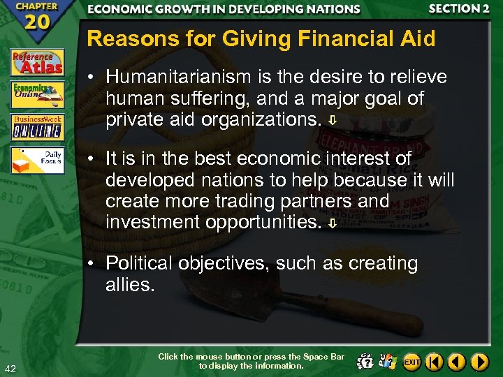 Reasons for Giving Financial Aid • Humanitarianism is the desire to relieve human suffering,