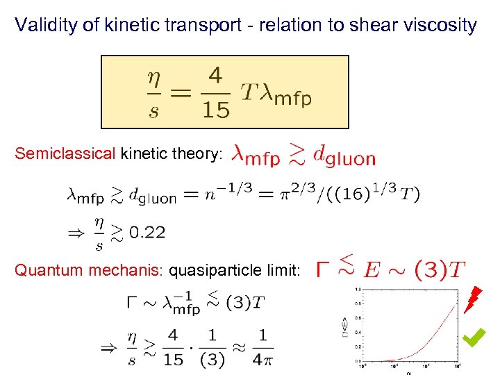 Validity of kinetic transport - relation to shear viscosity Semiclassical kinetic theory: Quantum mechanis: