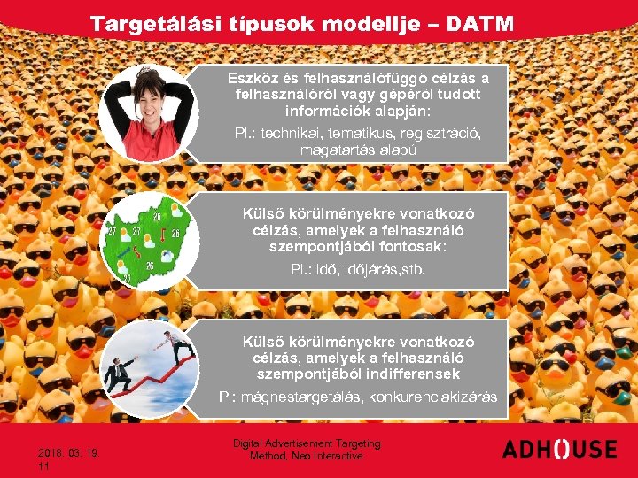 Targetálási típusok modellje – DATM Eszköz és felhasználófüggő célzás a felhasználóról vagy gépéről tudott