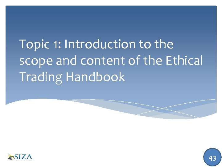 Topic 1: Introduction to the scope and content of the Ethical Trading Handbook 43