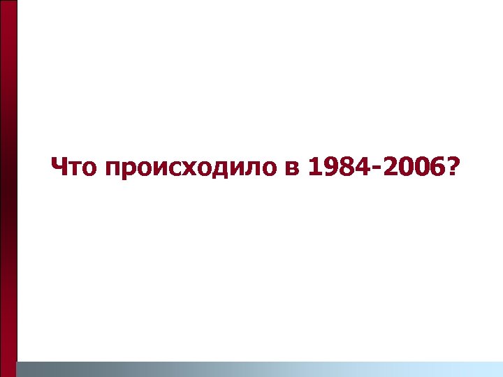 Что происходило в 1984 -2006? 