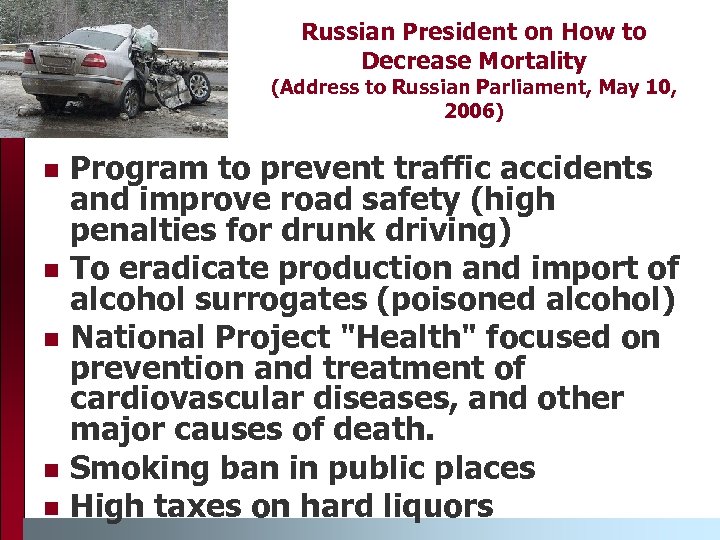 Russian President on How to Decrease Mortality (Address to Russian Parliament, May 10, 2006)