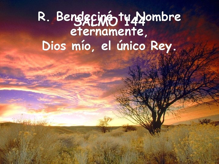 R. Bendeciré tu Nombre SALMO 144 eternamente, Dios mío, el único Rey. 